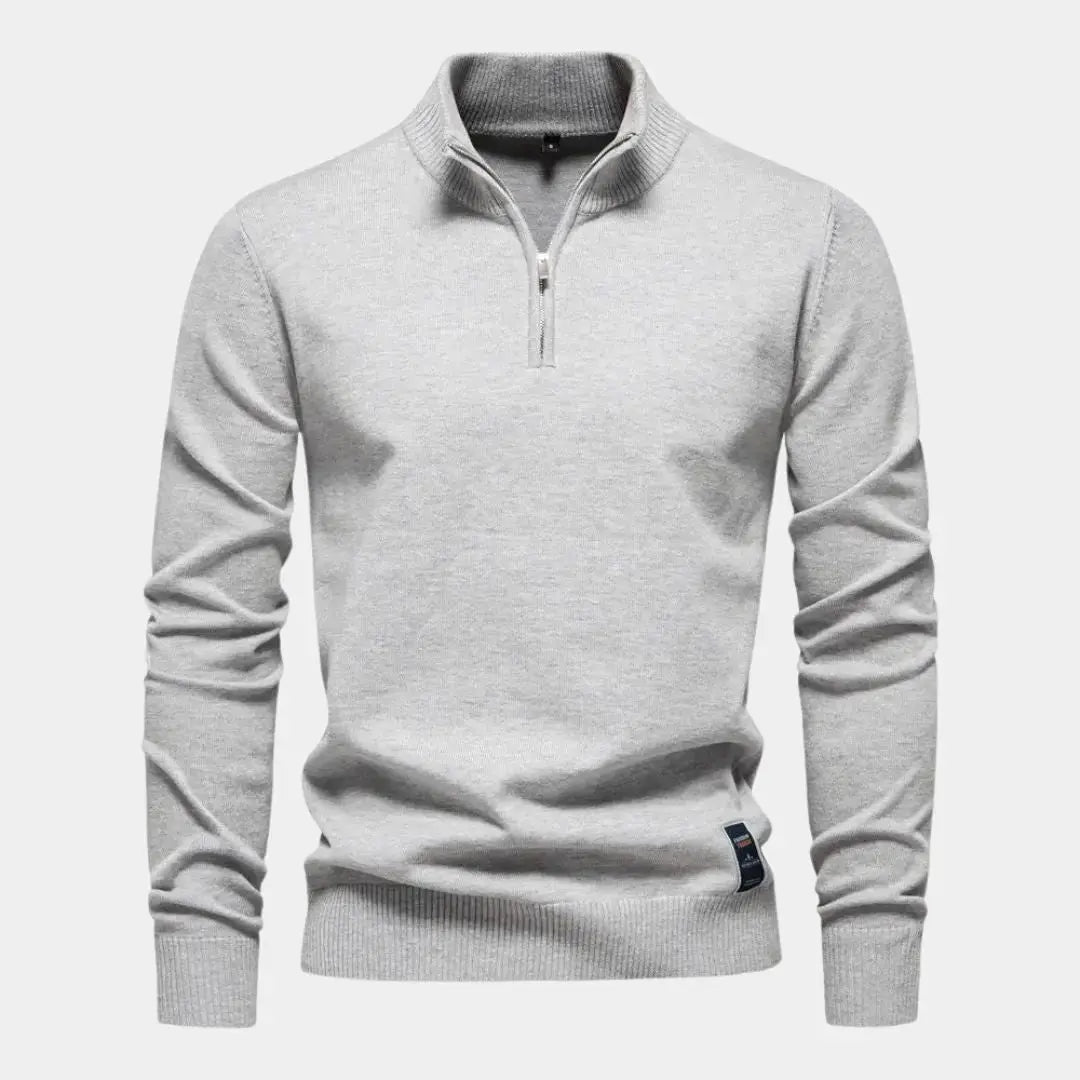 Jersey Hombre de Punto Suave Media Cremallera Cuello Alto - Mavetta