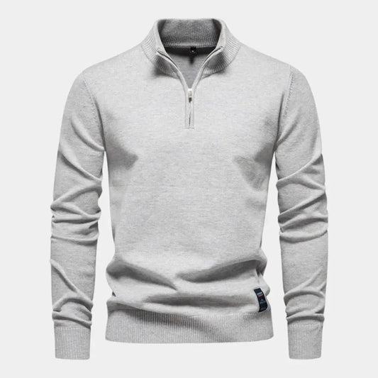 Jersey Hombre de Punto Suave Media Cremallera Cuello Alto - Mavetta