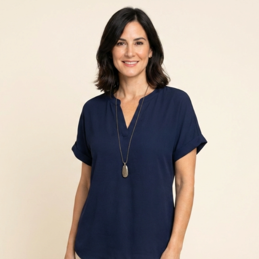 Blusa Mujer Lisa Algodón Manga Corta Corte Holgado - Mavetta