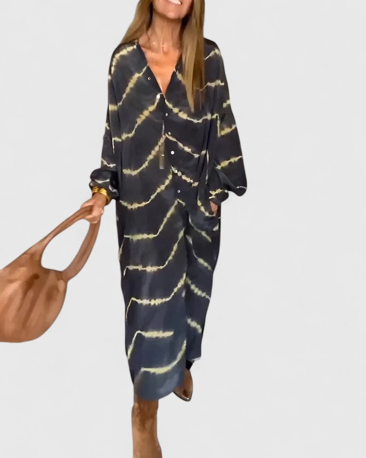 Vestido Maxi Mujer Estilo Boho Fluido con Botones - Mavetta
