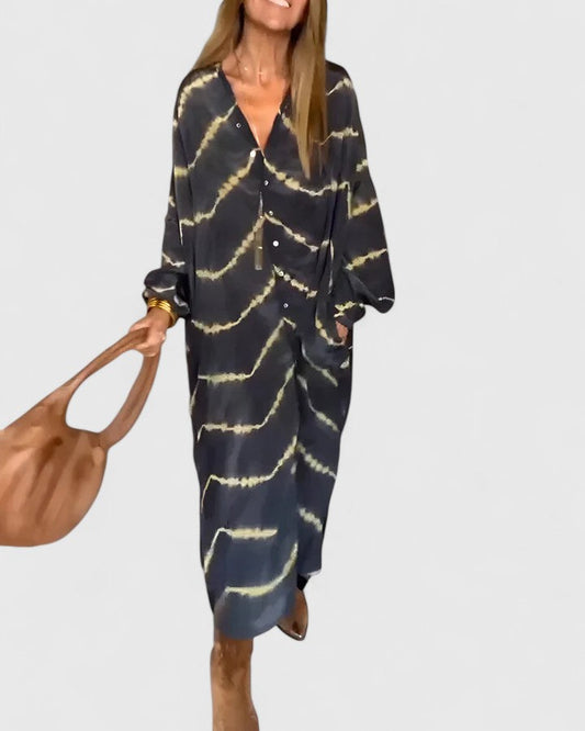 Vestido Maxi Mujer Estilo Boho Fluido con Botones - Mavetta