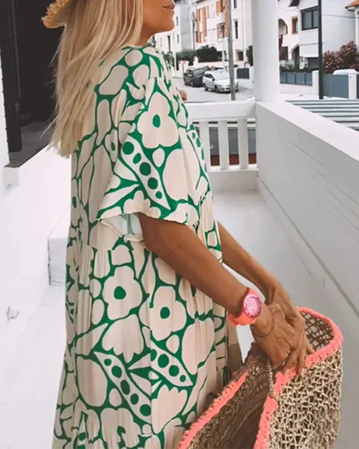 Vestido largo mujer fluido estampado gráfico verano