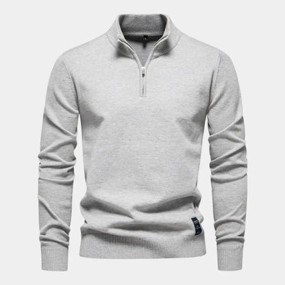 Jersey Hombre de Punto Suave Media Cremallera Cuello Alto