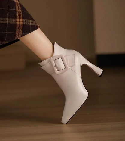 Botines mujer Tacón Alto Hebilla Grande Estilo Moderno - Mavetta