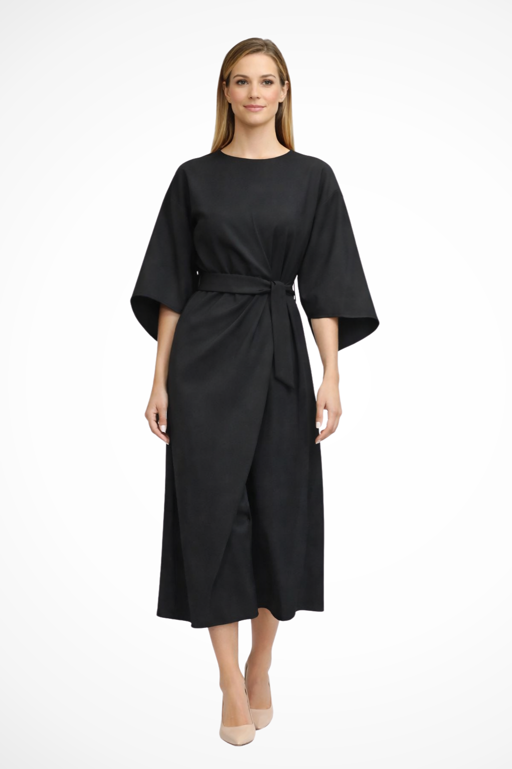 Vestido midi mujer con botones y abertura lateral formal