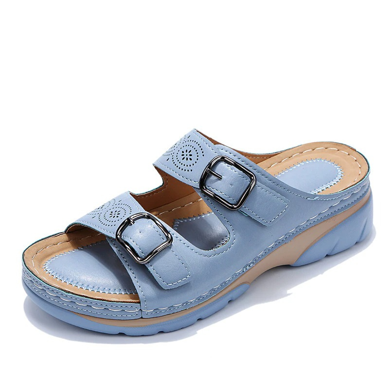 Sandalias Mujer ortopédicas piel doble hebilla diseño abierto - Mavetta