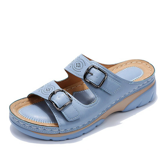 Sandalias Mujer ortopédicas piel doble hebilla diseño abierto - Mavetta