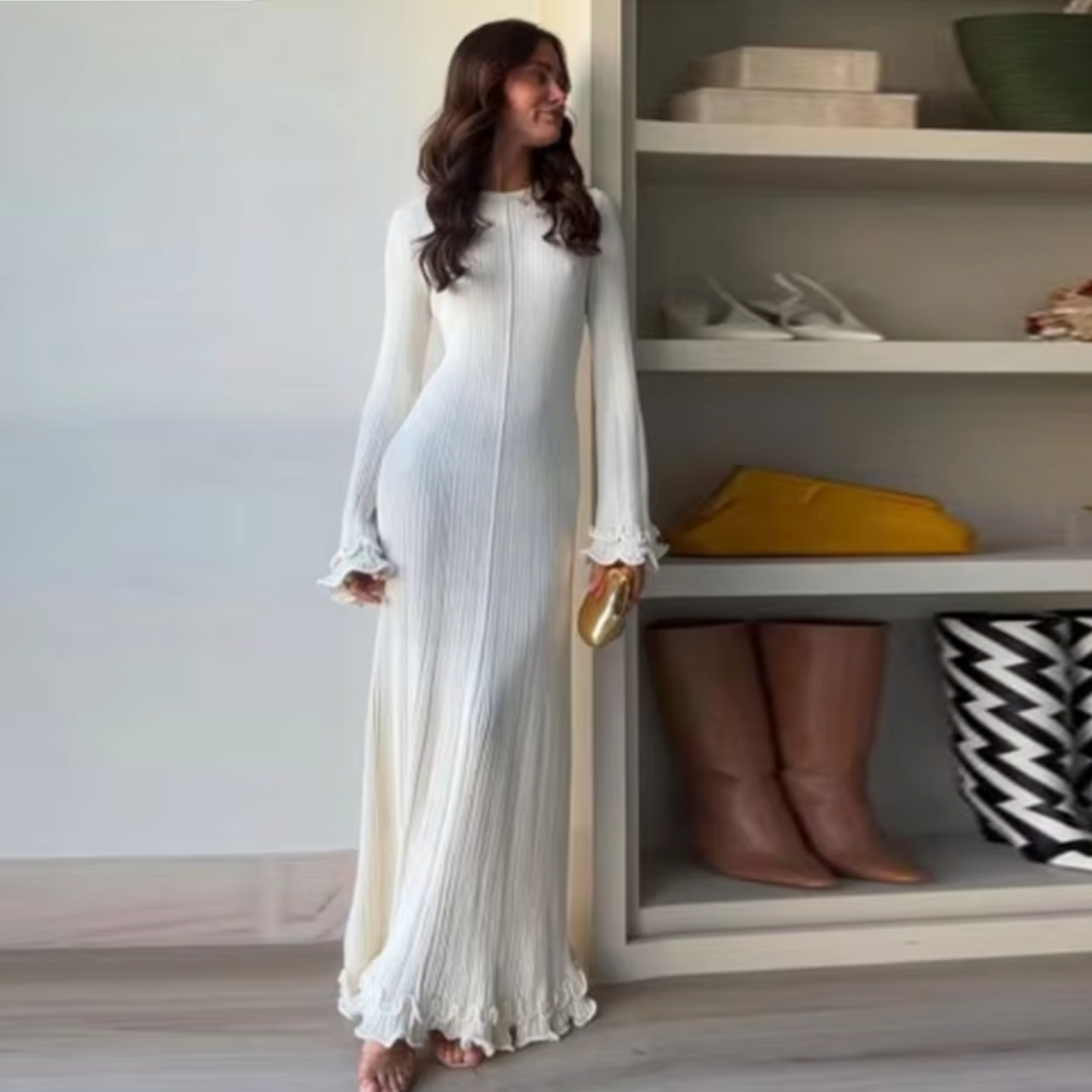 Vestido Mujer de Algodón con Volantes y Manga Corta - Mavetta
