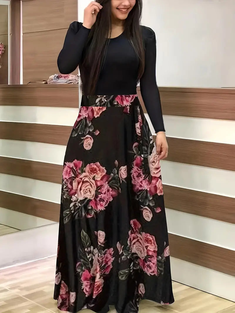 Vestido Mujer Manga Larga Estampado Floral Ajuste Regular