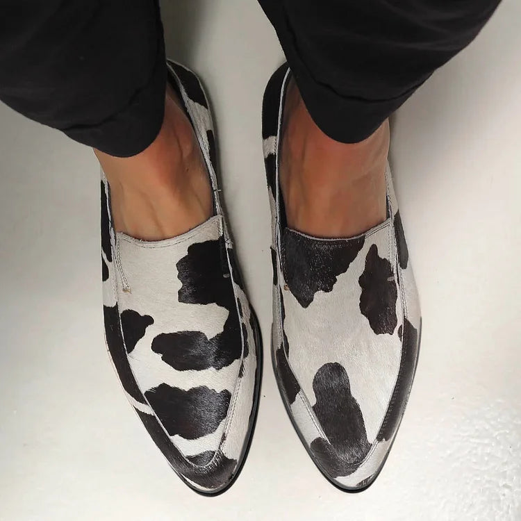 Mocasines Mujer de Piel Punta Redonda Suela Goma Estilo Mule