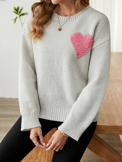 Jersey mujer de punto suave con patrón de corazones - Mavetta