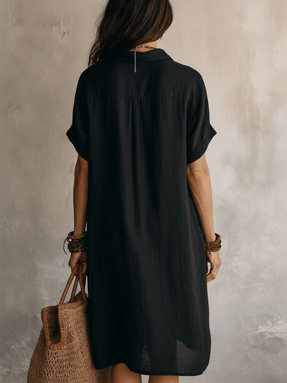 Vestido camisa mujer lino algodón midi botones manga larga