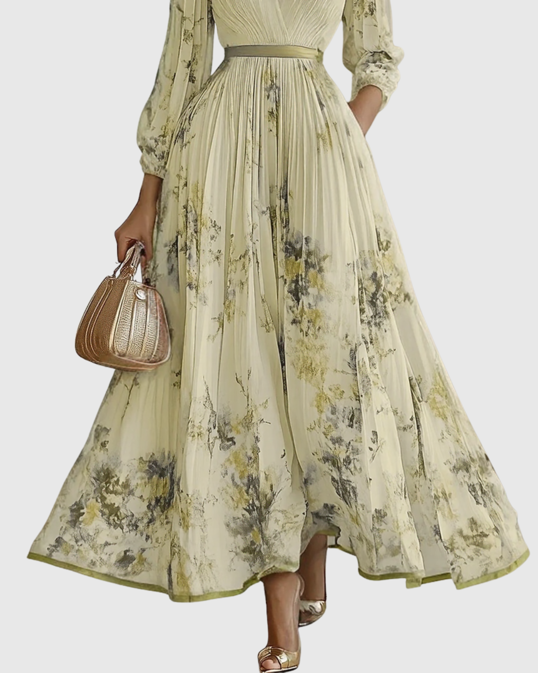 Vestido maxi mujer plisado estilo elegante