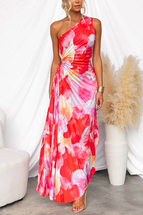 Vestido Plisado Mujer de Un Solo Hombro - Mavetta