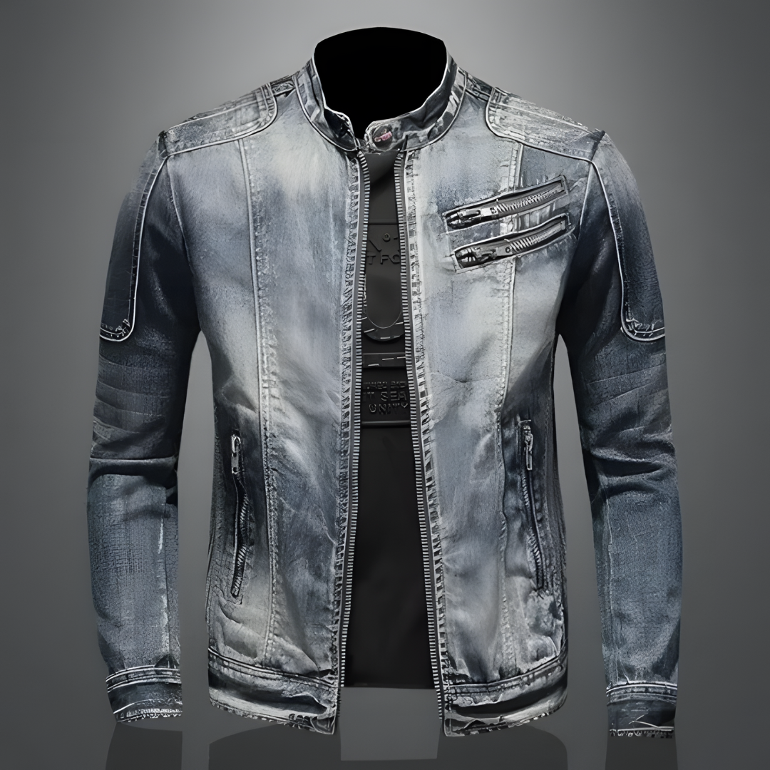 Chaqueta Vaquera Hombre con Cremalleras Detalladas - Mavetta