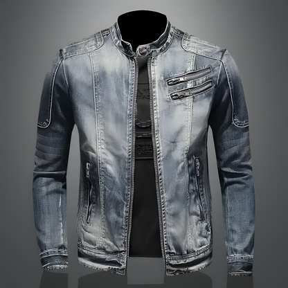 Chaqueta Vaquera Hombre con Cremalleras Detalladas - Mavetta