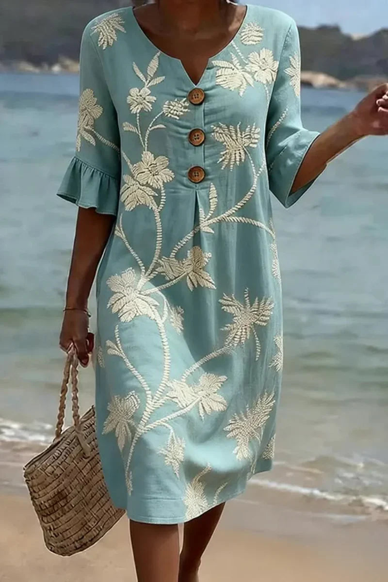Vestido midi mujer de tela floral elegante