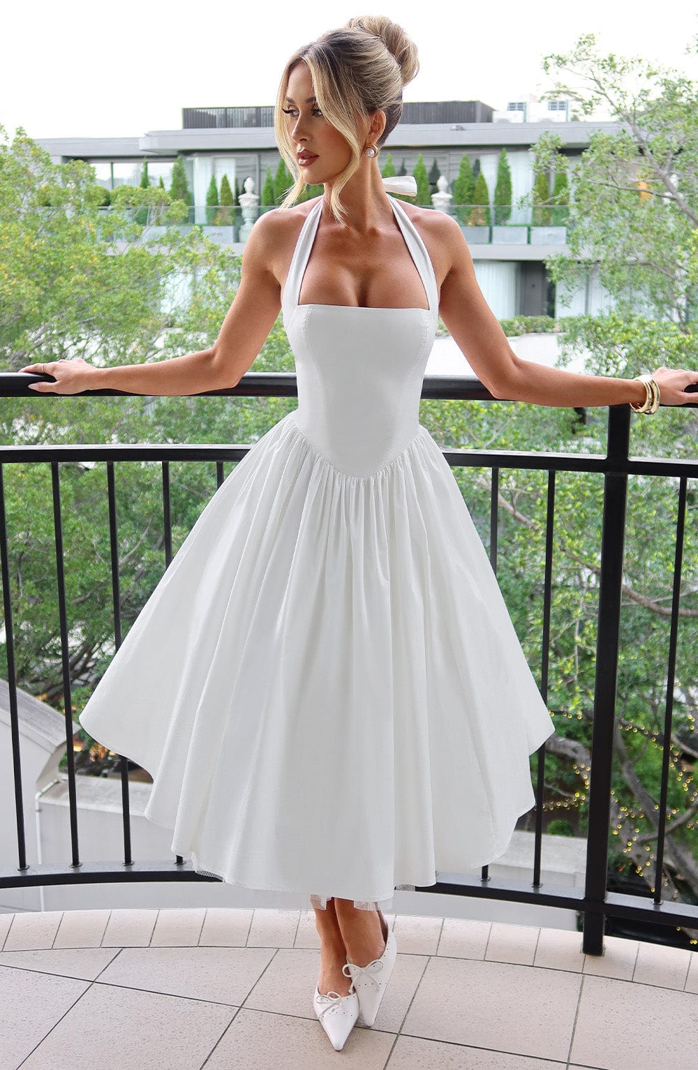 Vestido midi mujer de tirantes halter para eventos - Mavetta