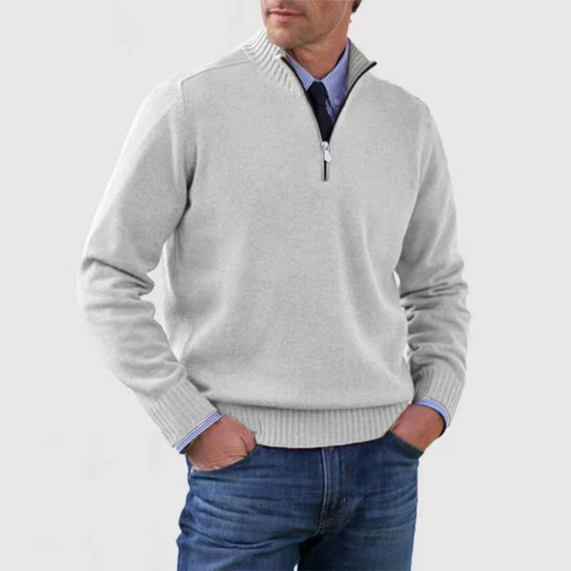 Jersey Hombre de Punto con Media Cremallera Ajustado