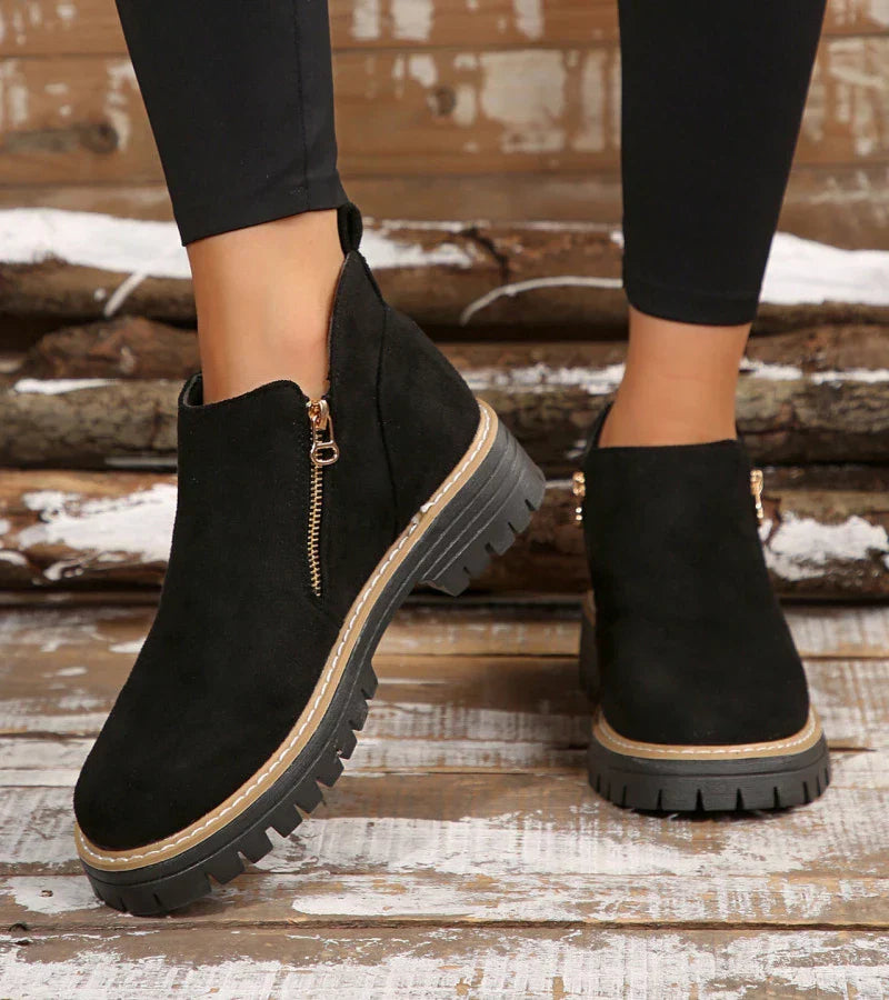 Botines mujer de piel y suela antideslizante