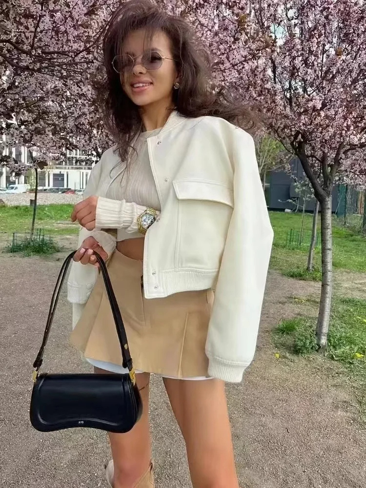 Chaqueta bomber Mujer corta con botones y bolsillos funcionales - Mavetta