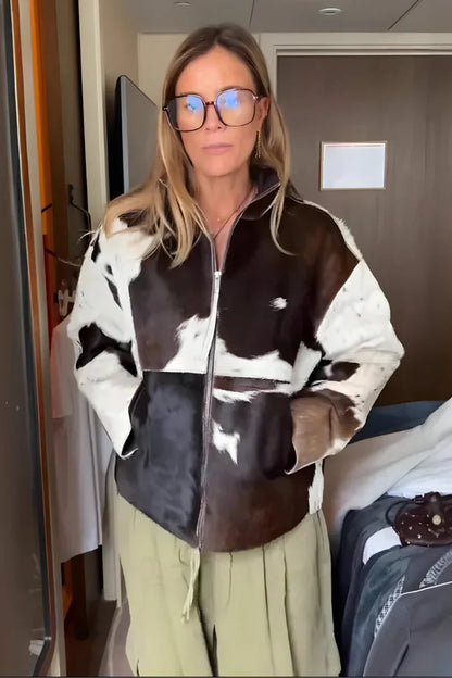 Chaqueta Mujer con Textura y Cremallera Ajuste Elegante