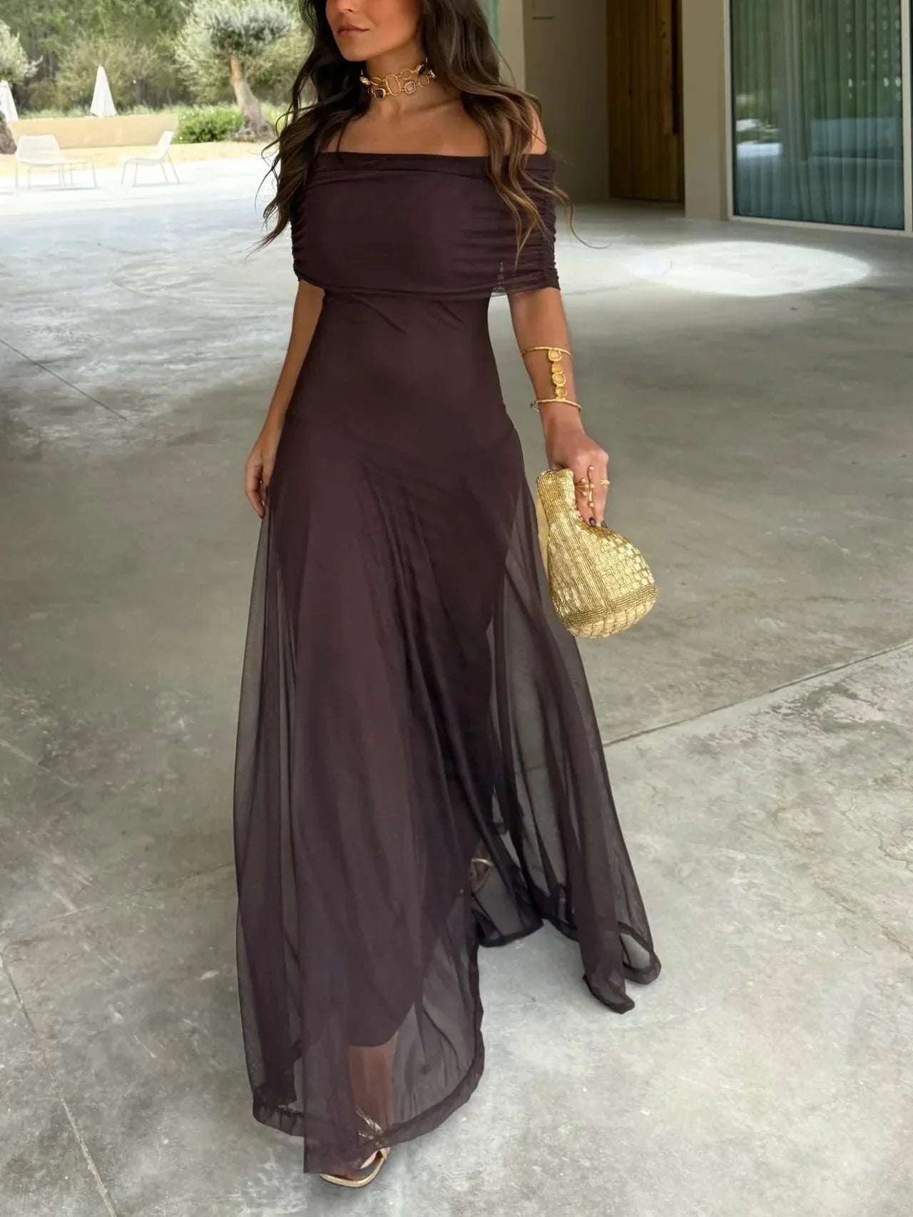 Vestido Mujer Mesh Asimétrico