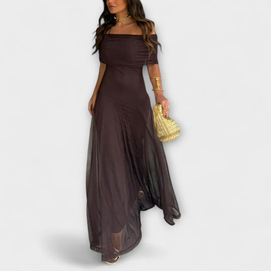 Vestido largo mujer de malla un hombro - Mavetta