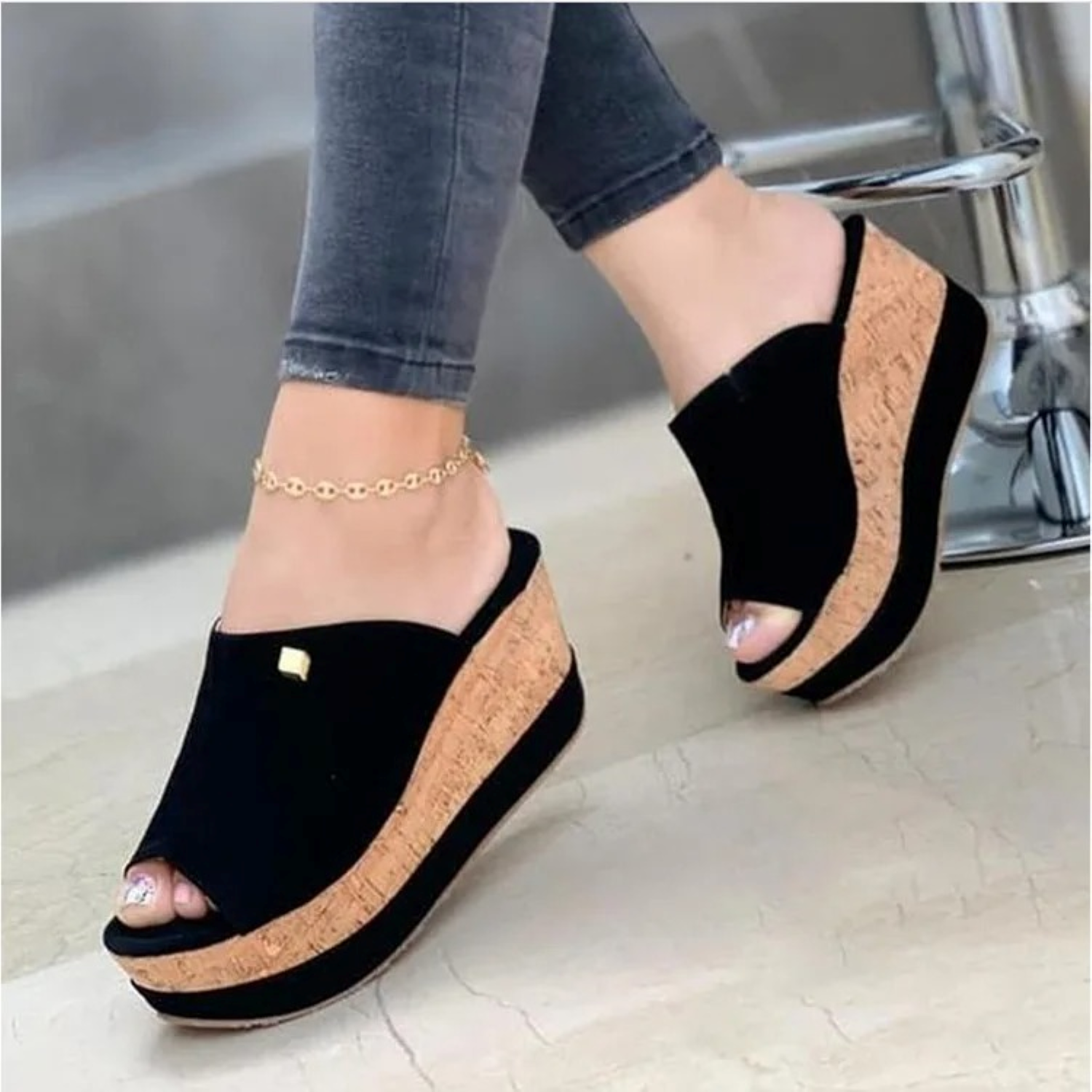 Sandalias Mujer con Puntera Abierta y Cuña - Mavetta