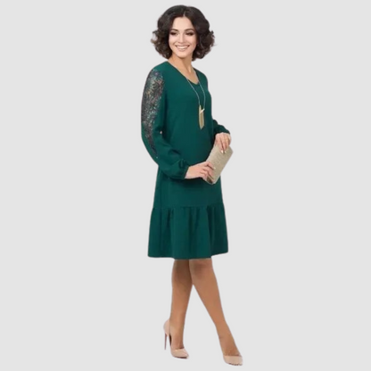 Vestido midi Mujer con mangas de encaje