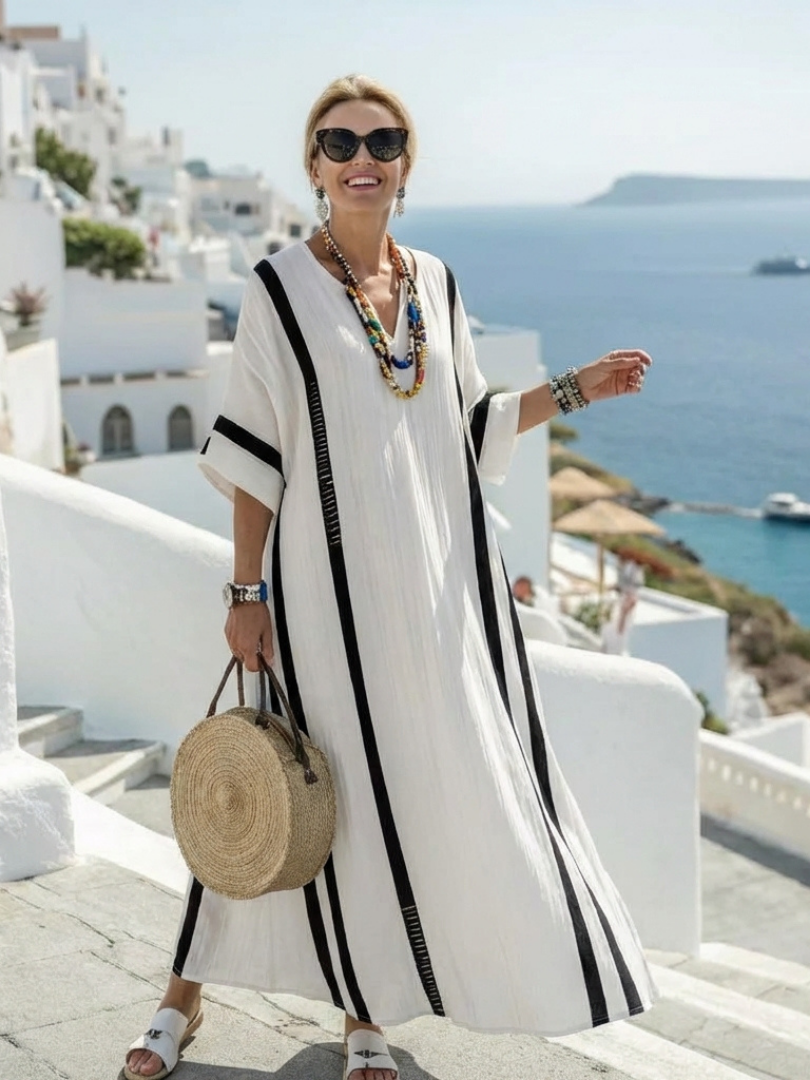 Vestido maxi mujer de tela fresca y corte elegante