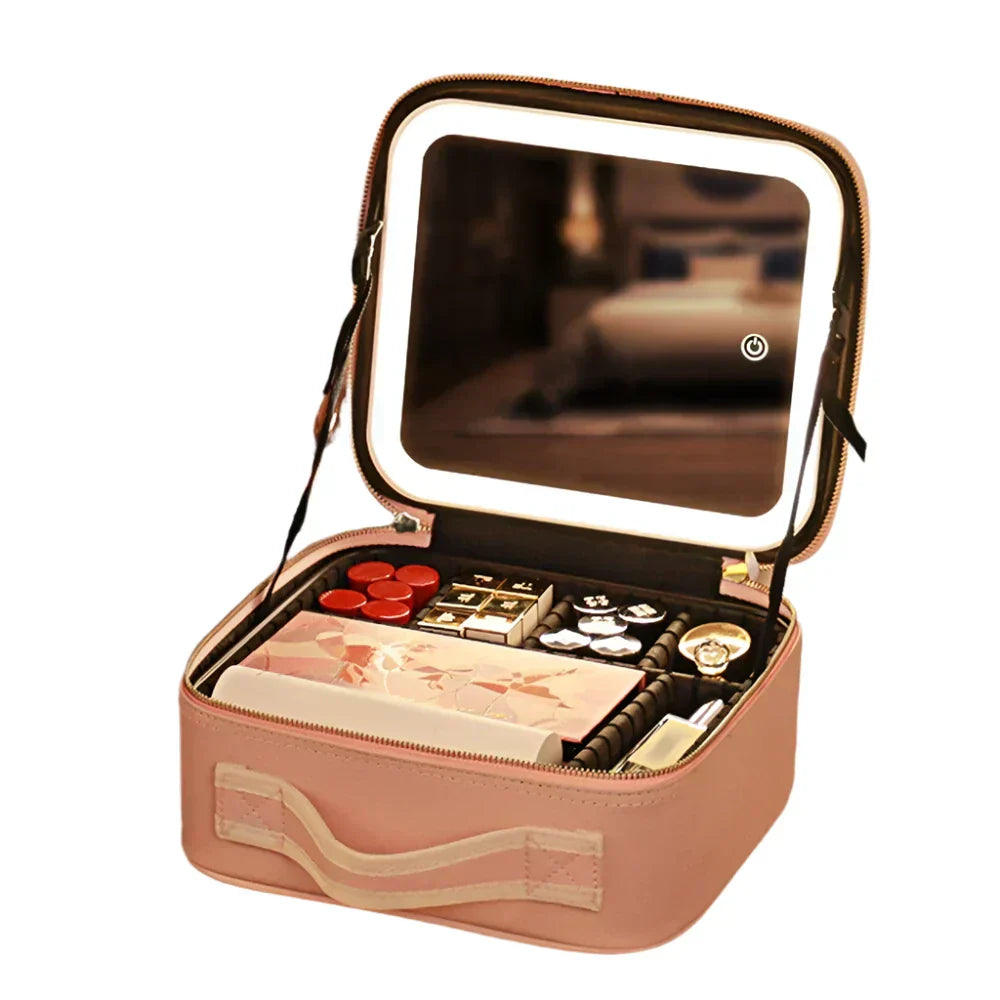 Estuche Maquillaje Portátil con Espejo LED Unisex
