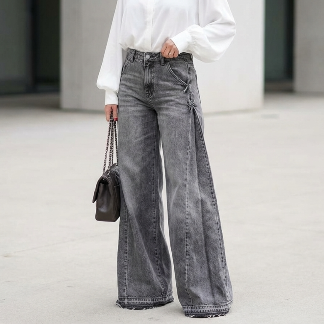 Vaqueros Mujer Oversize Algodón Cintura Alta Pierna Ancha - Mavetta