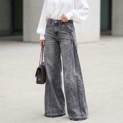 Vaqueros Mujer Oversize Algodón Cintura Alta Pierna Ancha - Mavetta