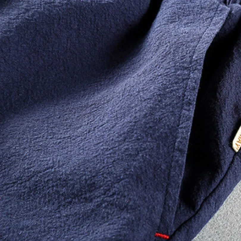 Pantalones Hombre de Lino Corte Recto Cintura Elástica Ajustable