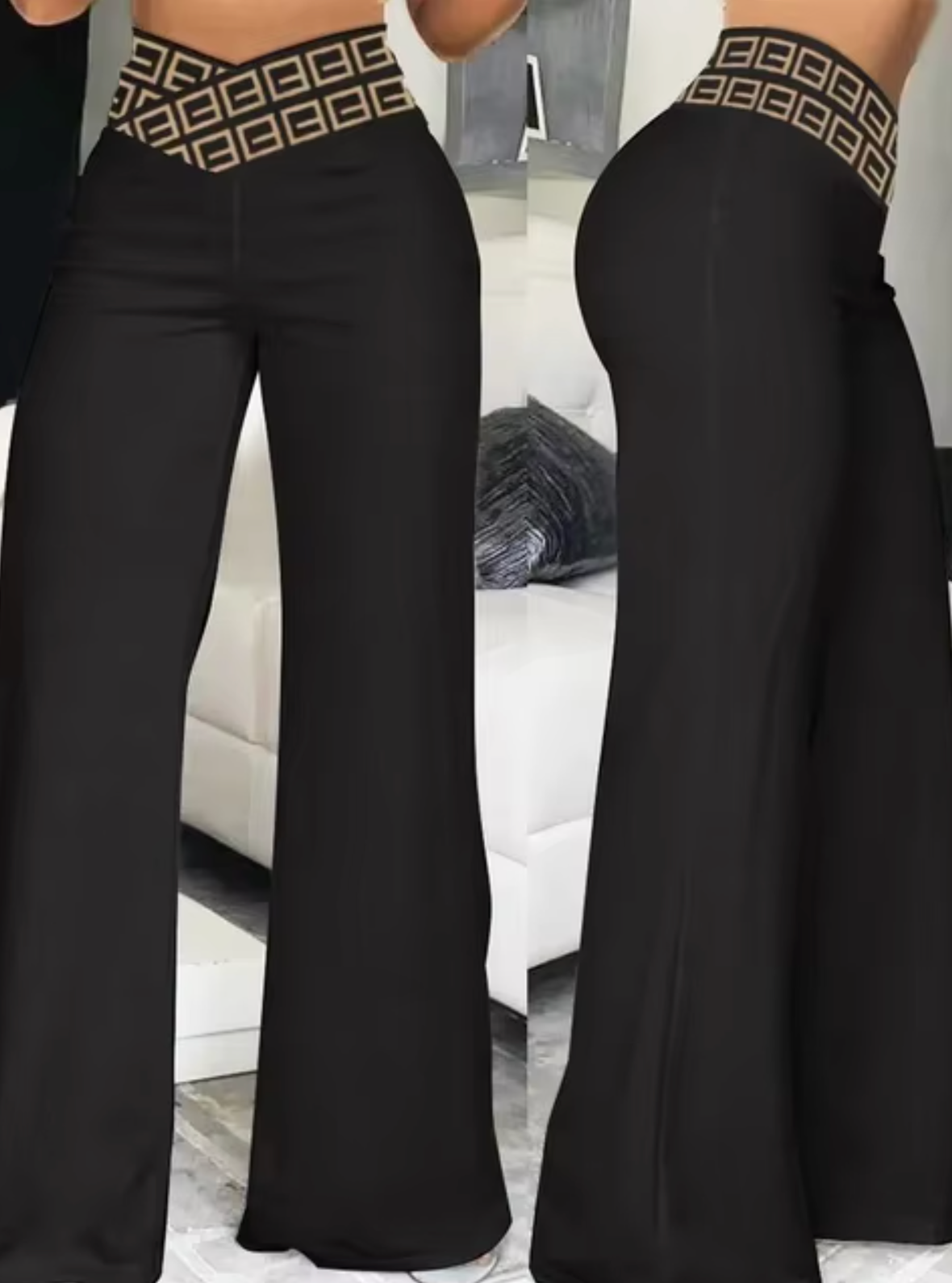 Pantalón de campana mujer con cintura alta elegante - Mavetta