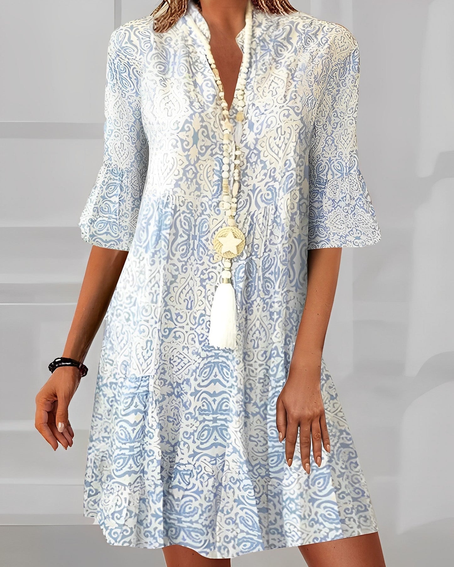 Vestido verano mujer escote en V corte fluido