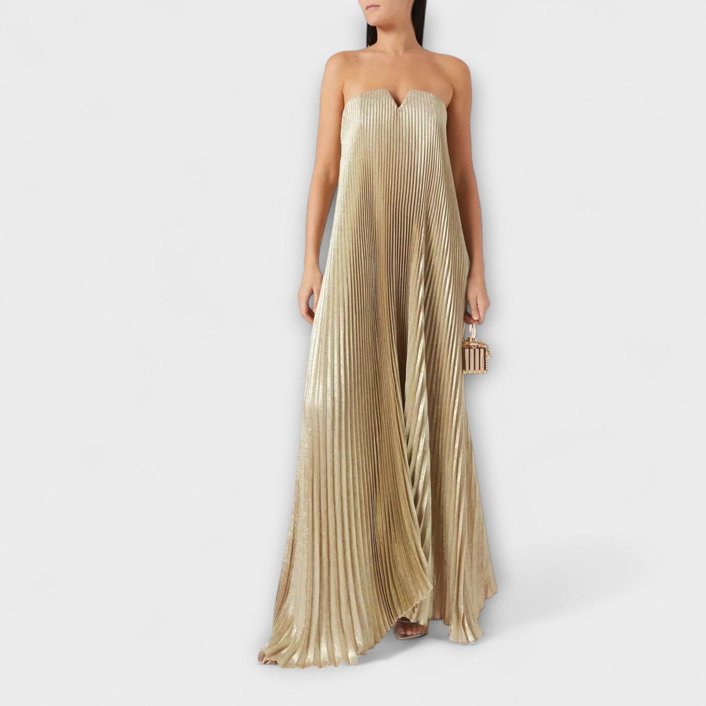 Vestido Largo Mujer Plisado Palabra de Honor con Corsé - Mavetta