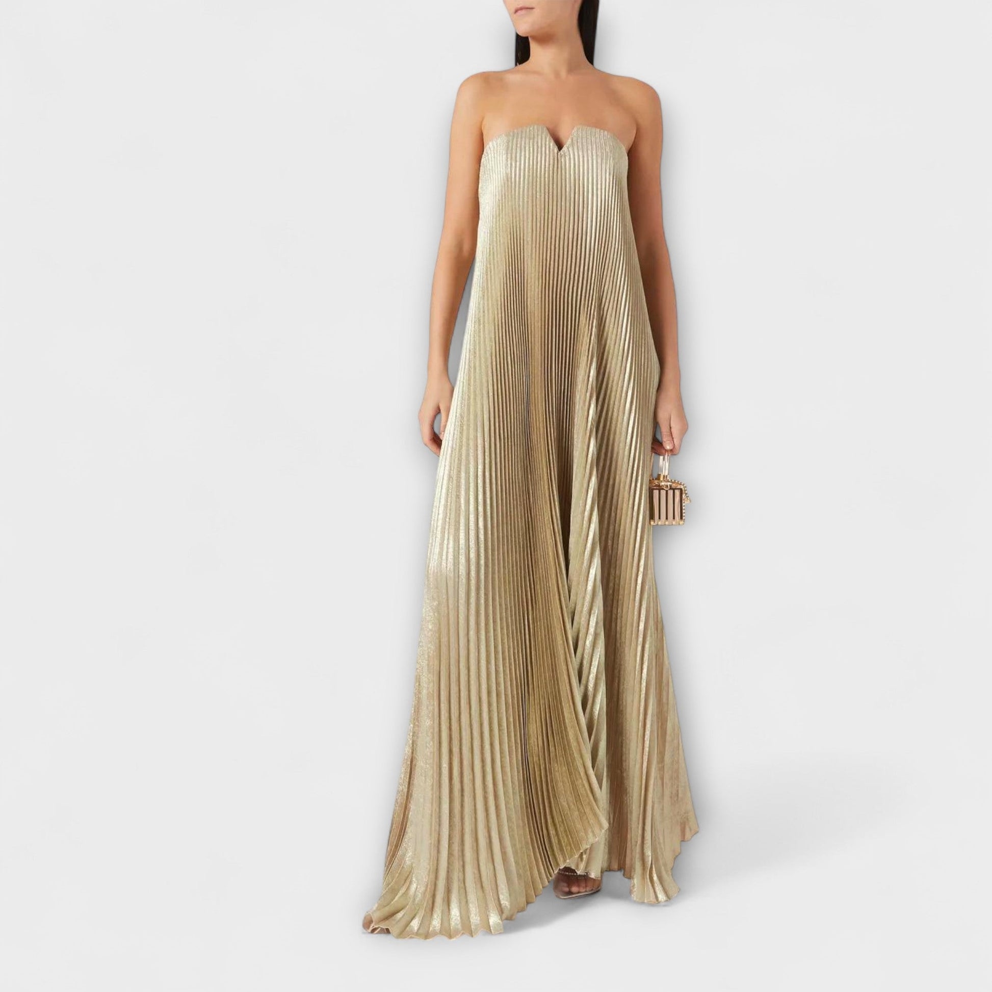 Vestido Largo Mujer Plisado Palabra de Honor con Corsé - Mavetta