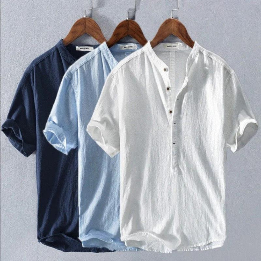 Camisa Hombre Manga Corta Algodón Botones