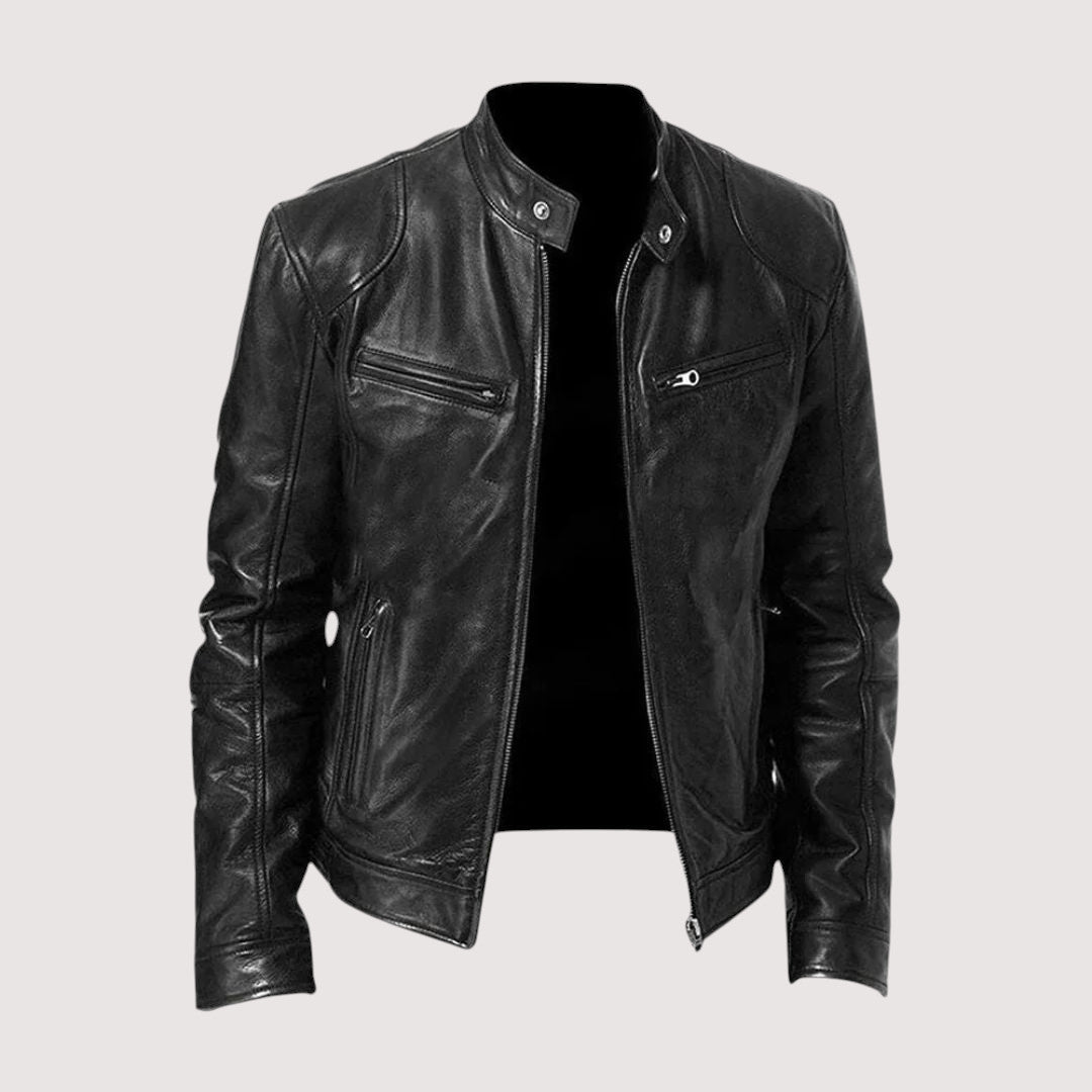 Chaqueta Biker Hombre Ajustada con Cremallera