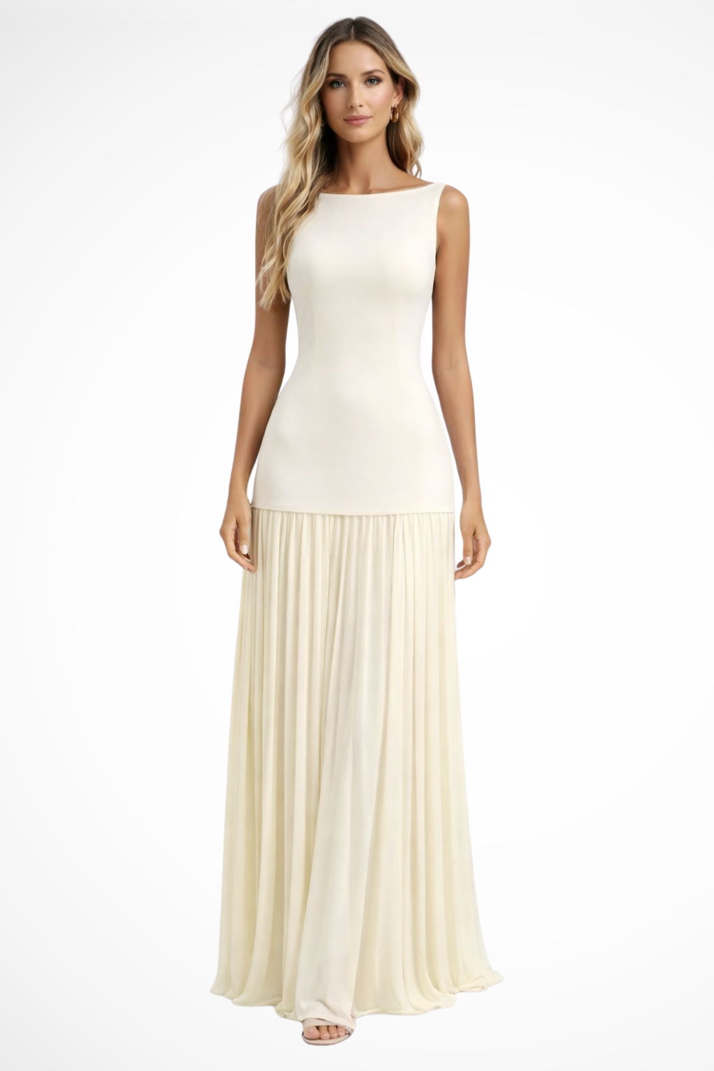 Vestido maxi mujer plisado estilo elegante