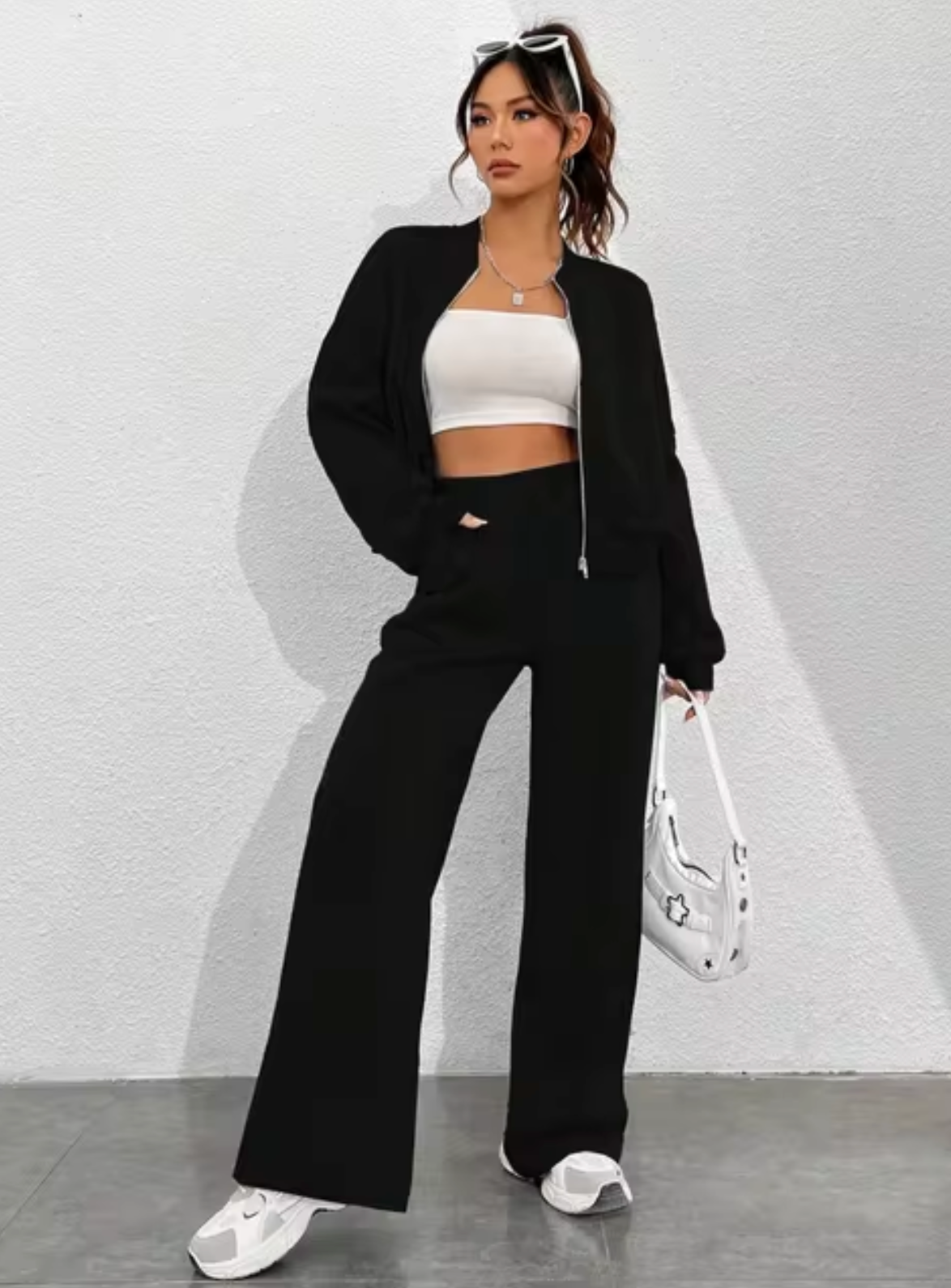 Conjunto Mujer Abrigo Cremallera y Pantalón Jogging Algodón - Mavetta