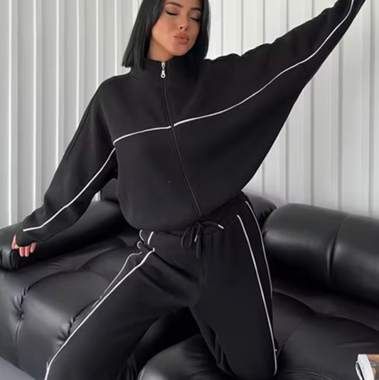 Conjunto Mujer de Cárdigan y Pantalón de Punto Cuello Alto - Mavetta