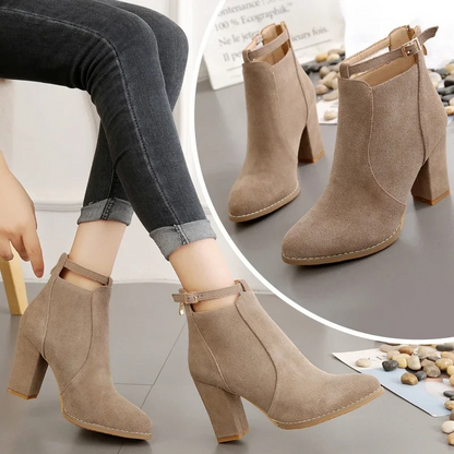 Botines Mujer con Hebilla Tacón Alto de Bloque - Mavetta