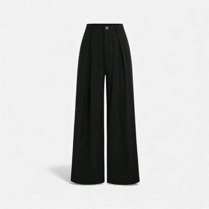 Pantalones Mujer Jacquard Pierna Ancha Cintura Alta Pinzas