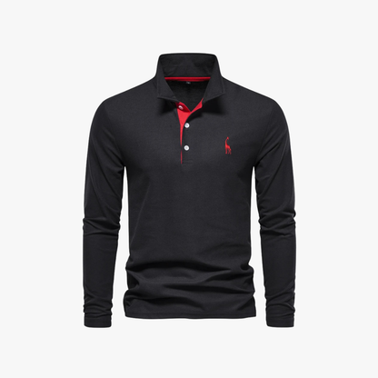 Polo Hombre Manga Larga Algodón Ajuste Regular