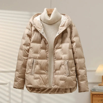 Abrigo Mujer Acolchado Invierno con Capucha Ajuste Regular