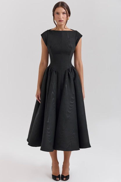 Vestido midi mujer sin mangas espalda descubierta corte línea a - Mavetta