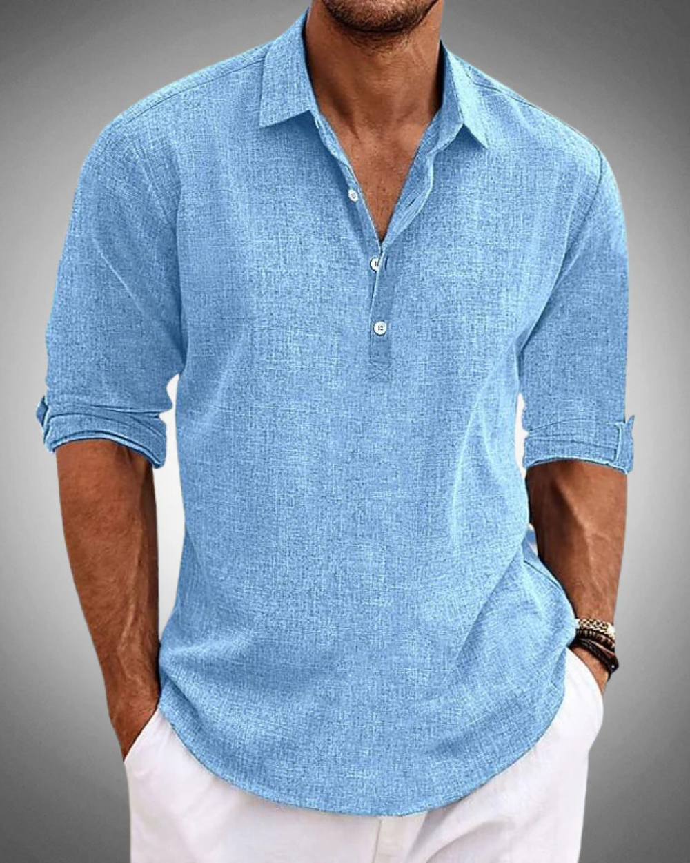 Camisa hombre de algodón transpirable manga larga ligera